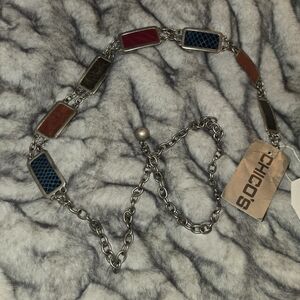 Chico’s Prismatic Chain Belt Multi-Color Silver Tone Size S/M NWT